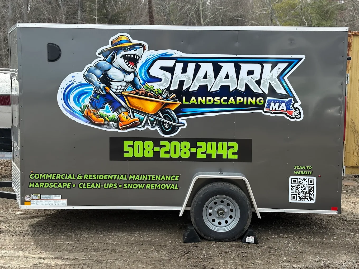 Shaark Landscaping branded service trailer